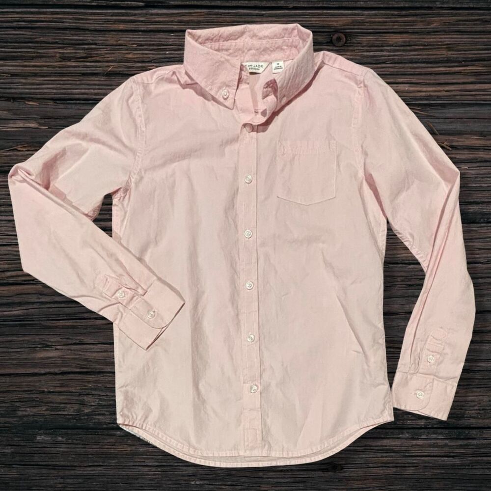 Janie and Jack Boys Size 10 Pink Poplin Button Down Shirt Preppy Dress